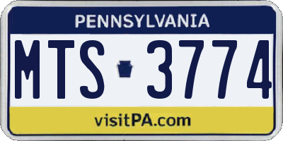 PA license plate MTS3774
