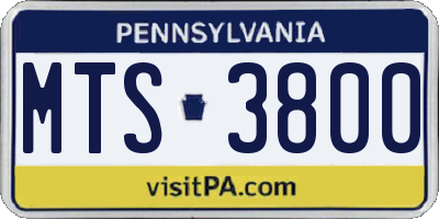 PA license plate MTS3800