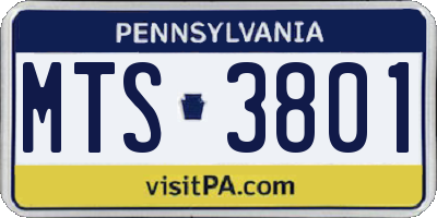 PA license plate MTS3801
