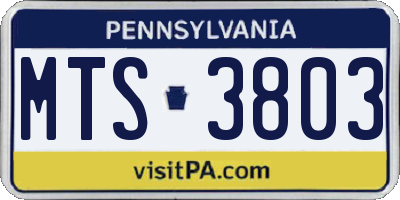 PA license plate MTS3803