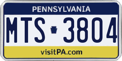 PA license plate MTS3804