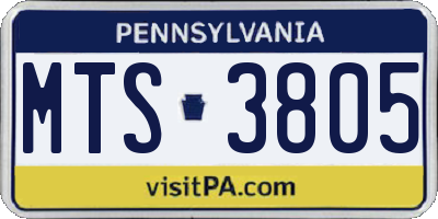 PA license plate MTS3805