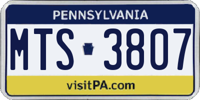PA license plate MTS3807