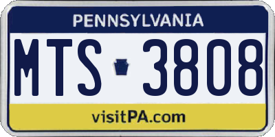 PA license plate MTS3808