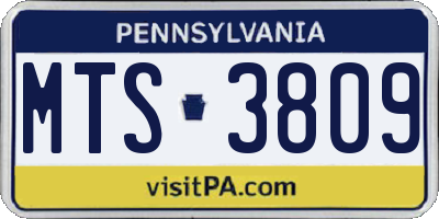 PA license plate MTS3809