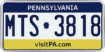 PA license plate MTS3818