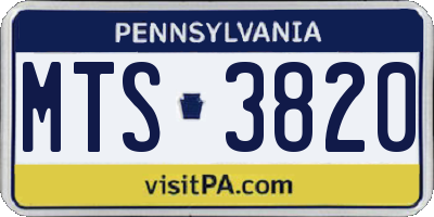 PA license plate MTS3820