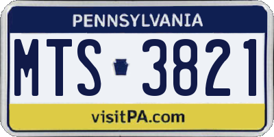 PA license plate MTS3821