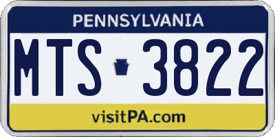 PA license plate MTS3822