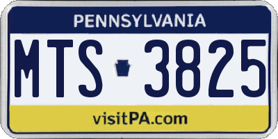 PA license plate MTS3825