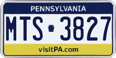 PA license plate MTS3827