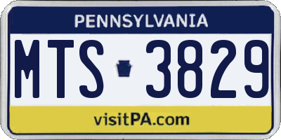 PA license plate MTS3829