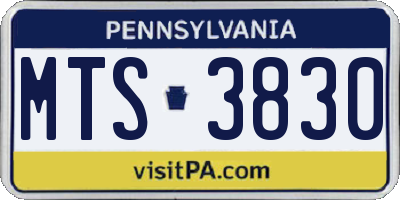 PA license plate MTS3830