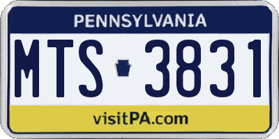 PA license plate MTS3831