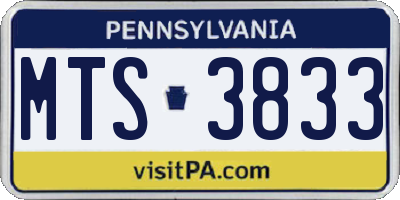PA license plate MTS3833