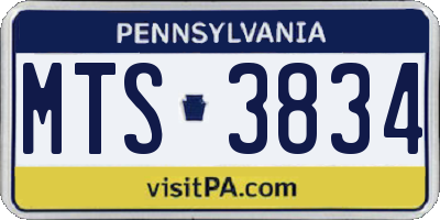PA license plate MTS3834