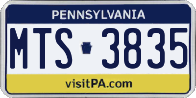 PA license plate MTS3835