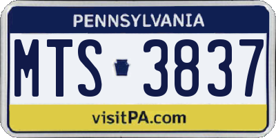 PA license plate MTS3837