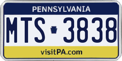 PA license plate MTS3838