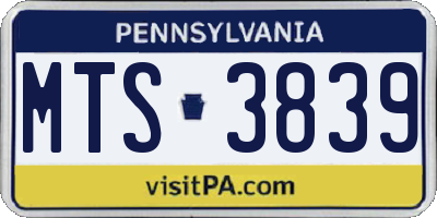 PA license plate MTS3839