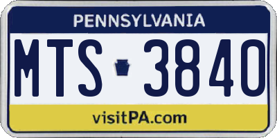 PA license plate MTS3840