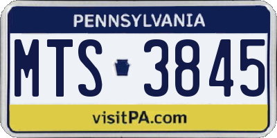 PA license plate MTS3845