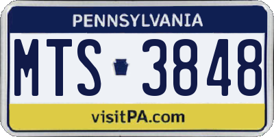 PA license plate MTS3848