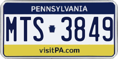 PA license plate MTS3849