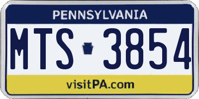 PA license plate MTS3854