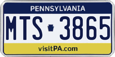 PA license plate MTS3865