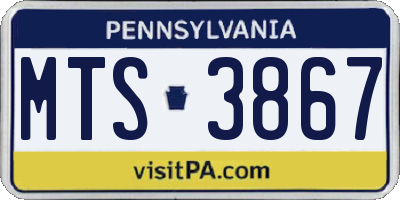 PA license plate MTS3867