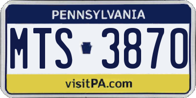 PA license plate MTS3870