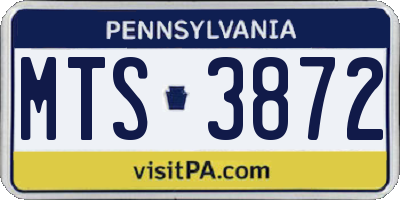 PA license plate MTS3872
