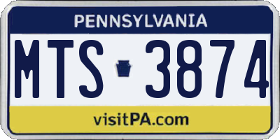 PA license plate MTS3874