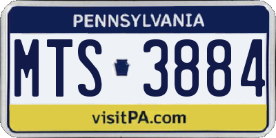 PA license plate MTS3884