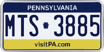 PA license plate MTS3885