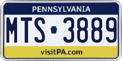PA license plate MTS3889
