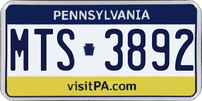 PA license plate MTS3892