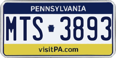 PA license plate MTS3893