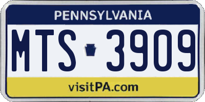 PA license plate MTS3909