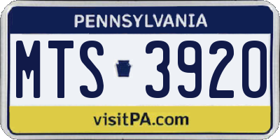PA license plate MTS3920