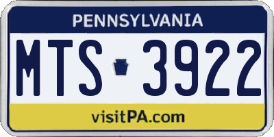 PA license plate MTS3922