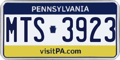 PA license plate MTS3923