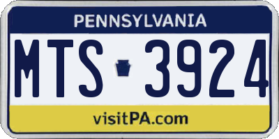 PA license plate MTS3924
