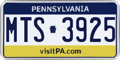 PA license plate MTS3925