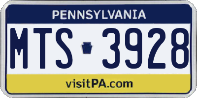PA license plate MTS3928