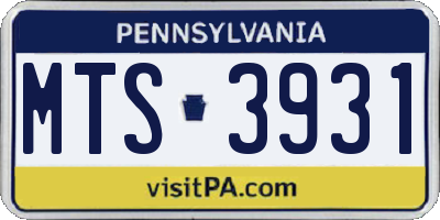 PA license plate MTS3931