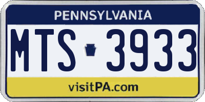 PA license plate MTS3933