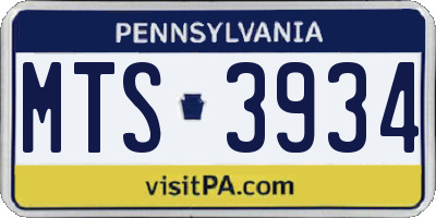 PA license plate MTS3934