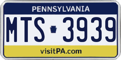 PA license plate MTS3939